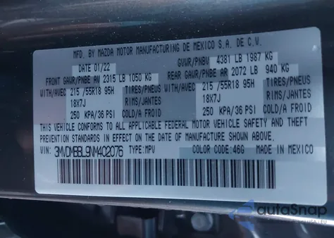 2022 Mazda Cx-30 Select from USA, damaged, VIN 3MVDMBBL9NM402076